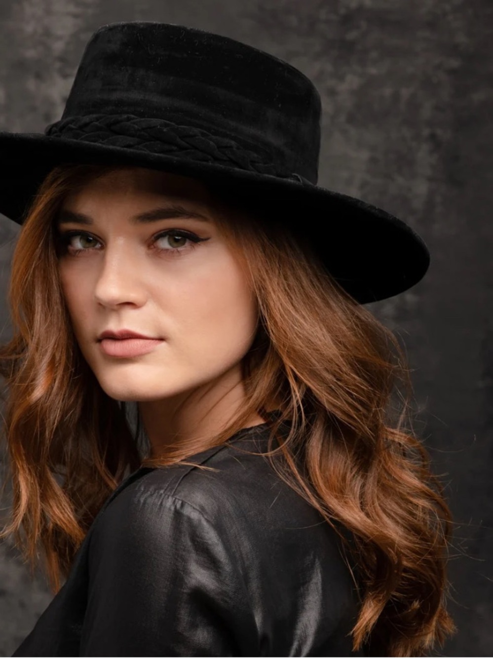 ASN Los Angelas Wide Brim Black Velvet Hat - Women's Accessory